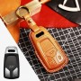 Husa protectie cheie auto din piele Premium Maro compatibil AUDI 3 Butoane central smart remote auto key Nabi Market ®