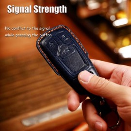 Husa protectie cheie auto din piele Premium Albastru compatibil AUDI 3 Butoane central smart remote auto key Nabi Market ®