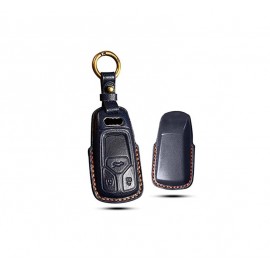 Husa protectie cheie auto din piele Premium Albastru compatibil AUDI 3 Butoane central smart remote auto key Nabi Market ®