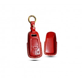 Husa protectie cheie auto din piele Premium Rosu compatibil AUDI 3 Butoane central smart remote auto key Nabi Market ®