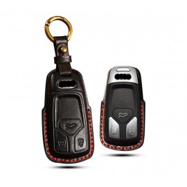 Husa protectie cheie auto din piele Premium Negru compatibil AUDI 3 Butoane central smart remote auto key Nabi Market ®