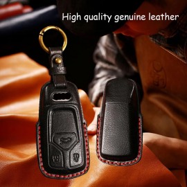 Husa protectie cheie auto din piele Premium Negru compatibil AUDI 3 Butoane central smart remote auto key Nabi Market ®