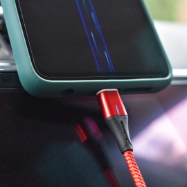 CABLU DATE INCARCARE 2IN1 FAST CHARGE 3.0 USB LA MICRO USB/TYPE-C 1.5M 5A ROSU