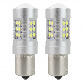 SET 2 BUC BEC LED P21W ALB 12V / 24V BA15S 