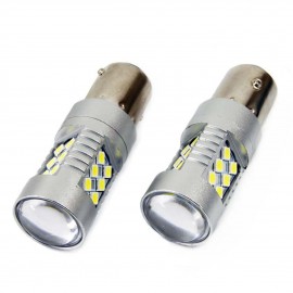 SET 2 BUC BEC LED P21W ALB 12V / 24V BA15S 