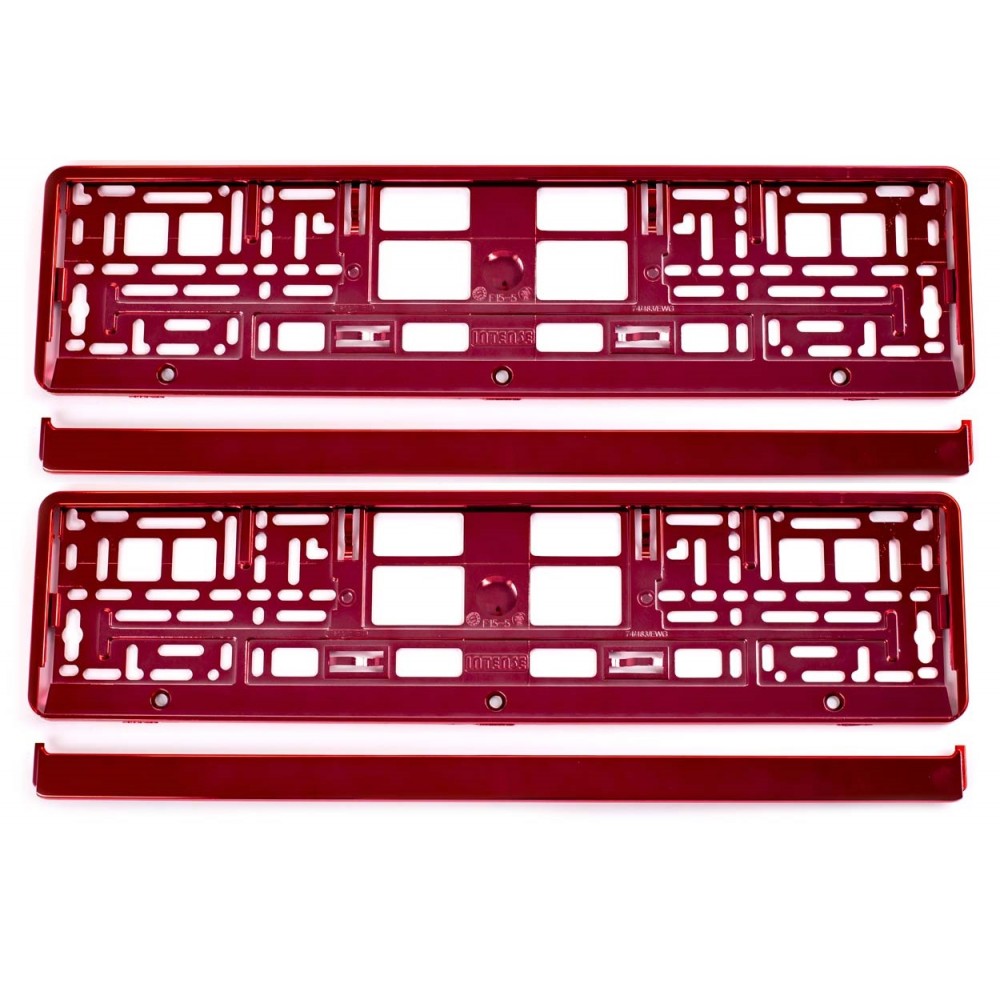 SET 2 BUC SUPORT NUMAR INMATRICULARE ROSU METALIZAT