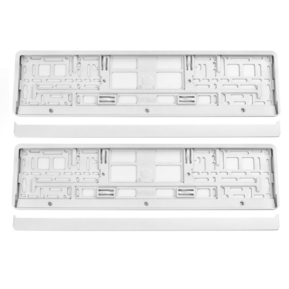 SET 2 BUC SUPORT NUMAR INMATRICULARE ALB METALIZAT