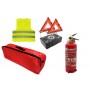 Kit siguranta auto omologat R.A.R.,Geanta rosie, Extinctor auto cu manometru, reincarcabil, 1 kg, valabilitate 5 ani si Trusa medicala auto de prim ajutor