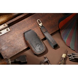 Husa protectie cheie auto din piele Premium Negru compatibil Mercedes-Benz 3 Butoane Nabi Market ®