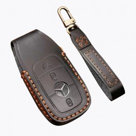 Husa protectie cheie auto din piele Premium Negru compatibil Mercedes-Benz 3 Butoane Nabi Market ®