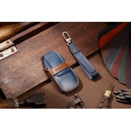 Husa protectie cheie auto din piele Premium Albastru compatibil Mercedes-Benz 3 Butoane Nabi Market ®