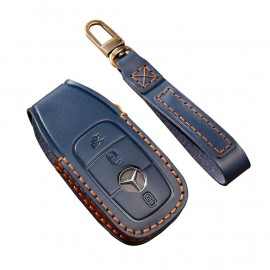 Husa protectie cheie auto din piele Premium Albastru compatibil Mercedes-Benz 3 Butoane Nabi Market ®