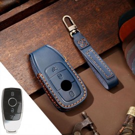 Husa protectie cheie auto din piele Premium Albastru compatibil Mercedes-Benz 3 Butoane Nabi Market ®