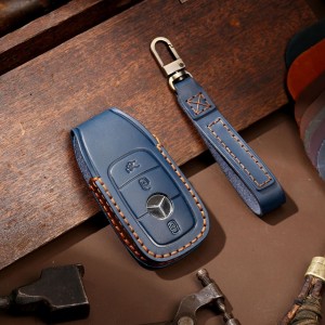 Husa protectie cheie auto din piele Premium Albast..