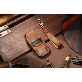 Husa protectie cheie auto din piele Premium Maro compatibil Mercedes-Benz 3 Butoane Nabi Market ®