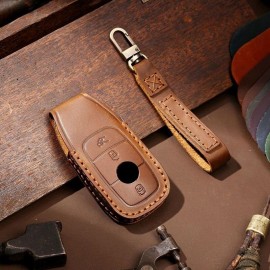 Husa protectie cheie auto din piele Premium Maro compatibil Mercedes-Benz 3 Butoane Nabi Market ®