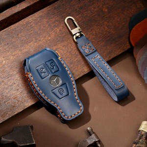 Husa protectie cheie auto din piele Premium Albast..