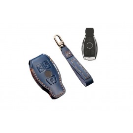 Husa protectie cheie auto din piele Premium Albastru compatibil Mercedes-Benz albastru Nabi Market ®