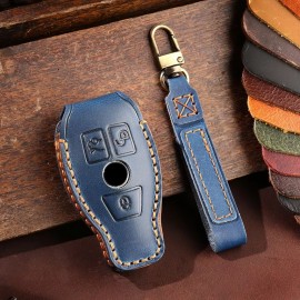 Husa protectie cheie auto din piele Premium Albastru compatibil Mercedes-Benz albastru Nabi Market ®