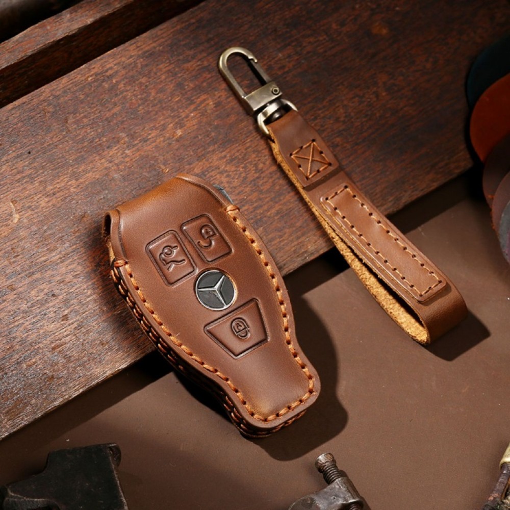 Husa protectie cheie auto din piele Premium Maro compatibil Mercedes-Benz maro Nabi Market ®