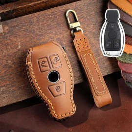 Husa protectie cheie auto din piele Premium Maro compatibil Mercedes-Benz maro Nabi Market ®