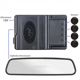  SENZORI PARCARE PNI ESCORT P03 B CU AFISAJ IN OGLINDA, CU 4 RECEPTORI ULTRASONICI, 25 MM, 12V
